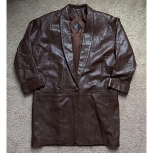 Vintage 70s Tibor Leather Jacket One Button Oversized Blazer Brown Mens Sz Small